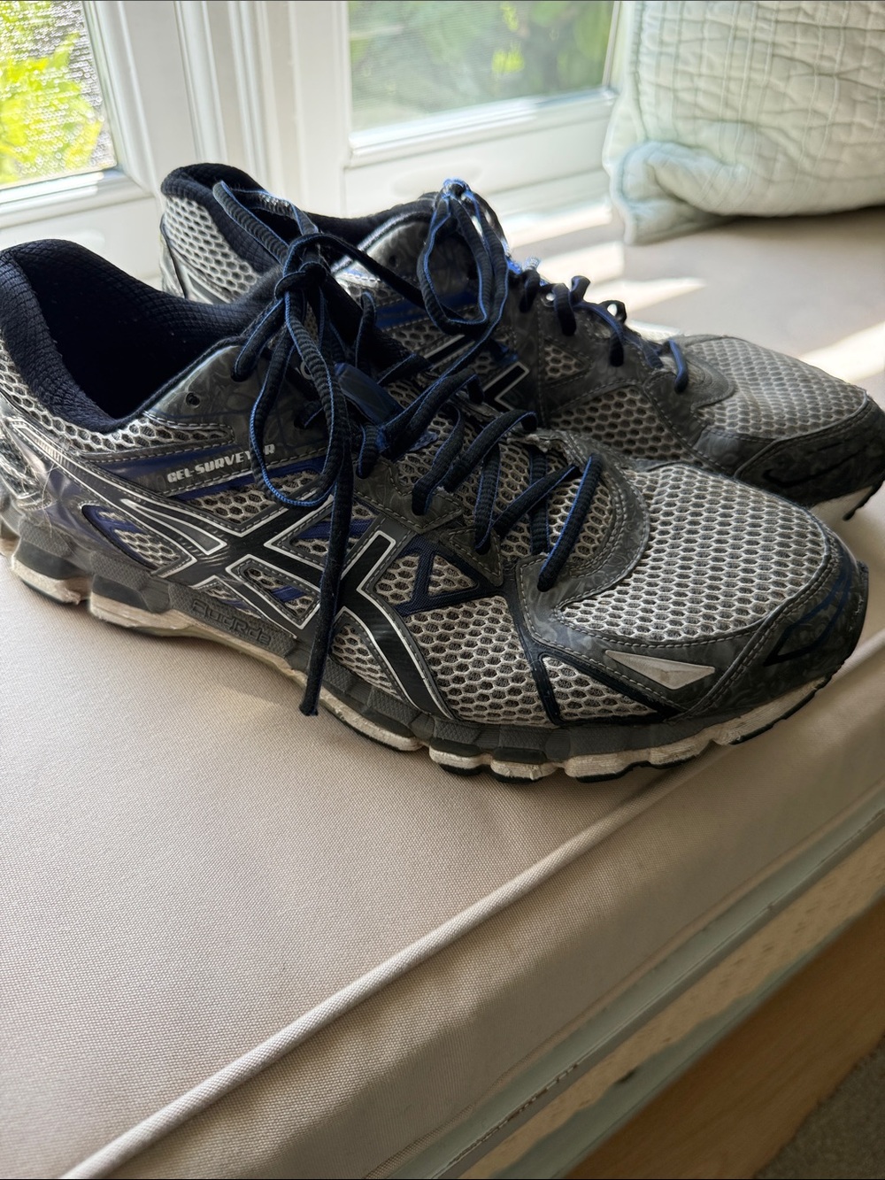 ASICS Men’s Athletic Running Shoes in Gray and Navy
